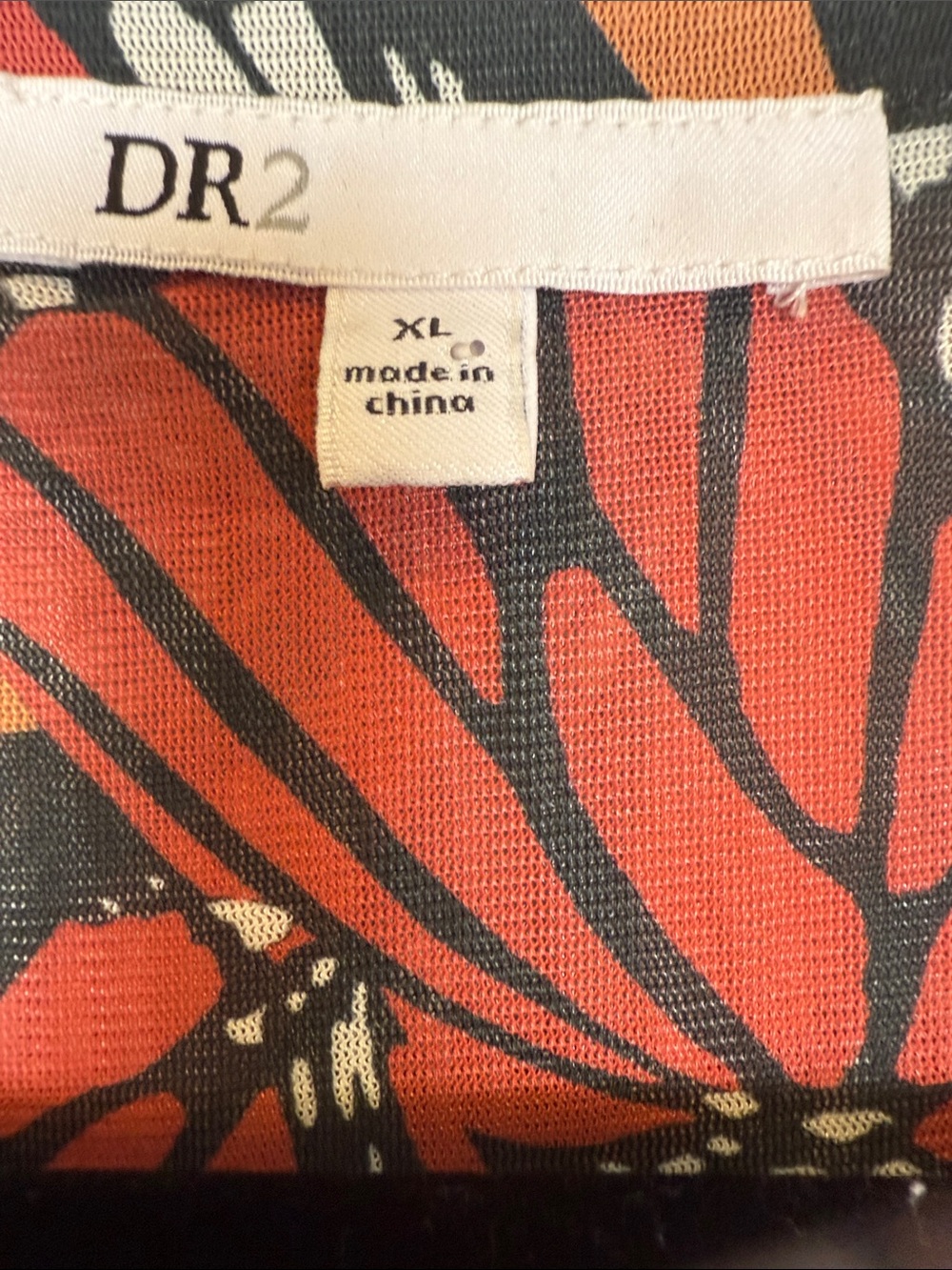 DR2 Butterfly Wing Print Long Sleeve Button Blouse - Picture 2 of 4